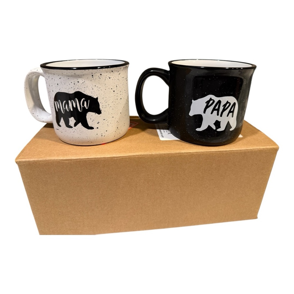 Mama and Papa Ceramic Mug Set - Great for new parents, new in box!